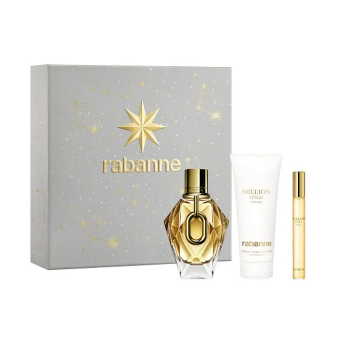 Rabanne Million Gold For Her Eau De Parfum Spray 90ml Set 3 Pieces - Perfume Original na Orient Perfumes Portugal