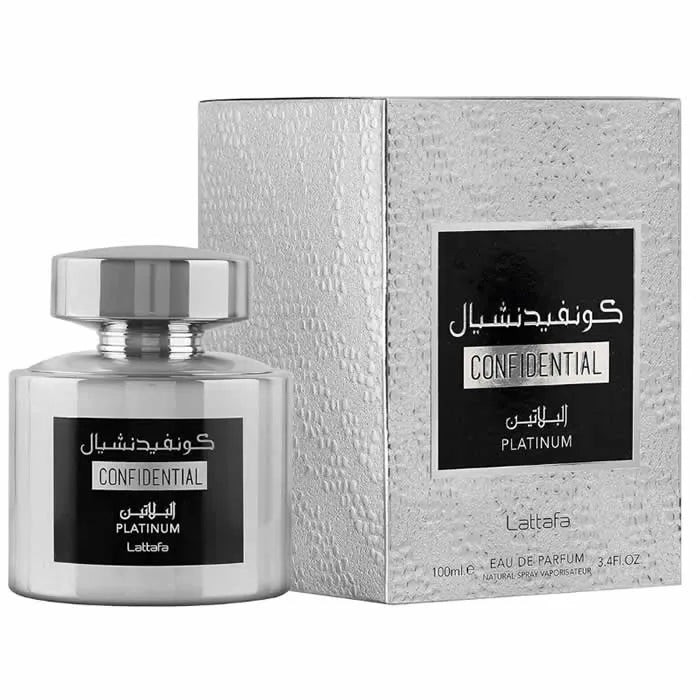 LATTAFA CONFIDENTIAL PLATINUM EDP SPRAY 100 ML - Orient Perfumes Portugal