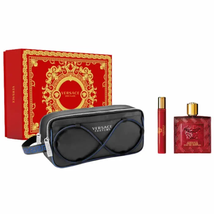 Versace Eros Flame Eau De Parfum Spray 100ml Set 3 Pieces - Perfume Original na Orient Perfumes Portugal
