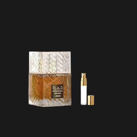 Decant Lattafa Khamrah Qahwa: Eau de Parfum Unissex Oriental Especiado 10ML