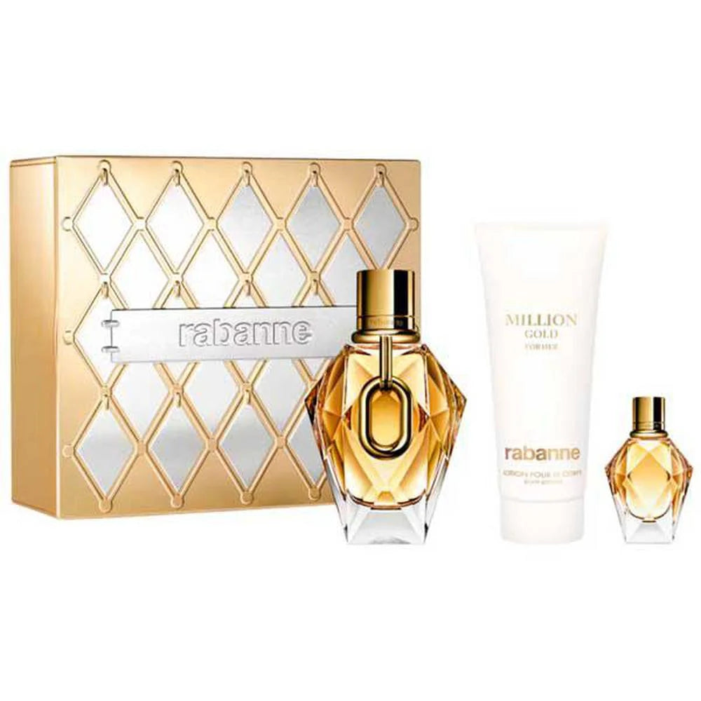 Paco Rabanne P Rabanne Million Gold For Her Eau De Parfum Recargable 90ml Lotion Pour Le Corps Loción Corporal 100ml Eau De Parfum 10ml - Orient Perfumes Portugal