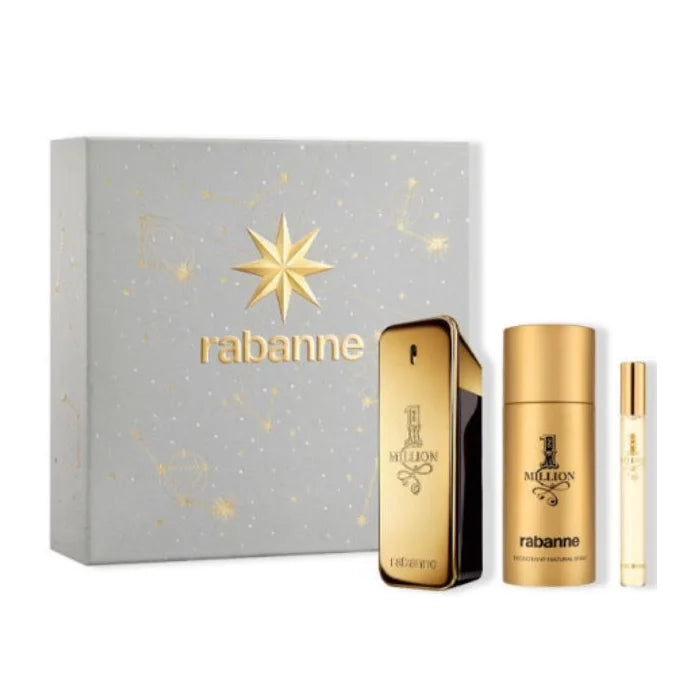 Rabanne 1 Million Eau De Toilette Spray 100ml Set 3 Pieces - Perfume Original na Orient Perfumes Portugal