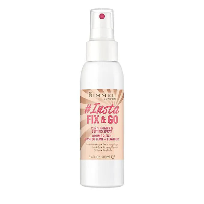 Rimmel London Lasting Finish Fix y Go 2 In 1 Primer and Setting Spray 100 - Orient Perfumes Portugal