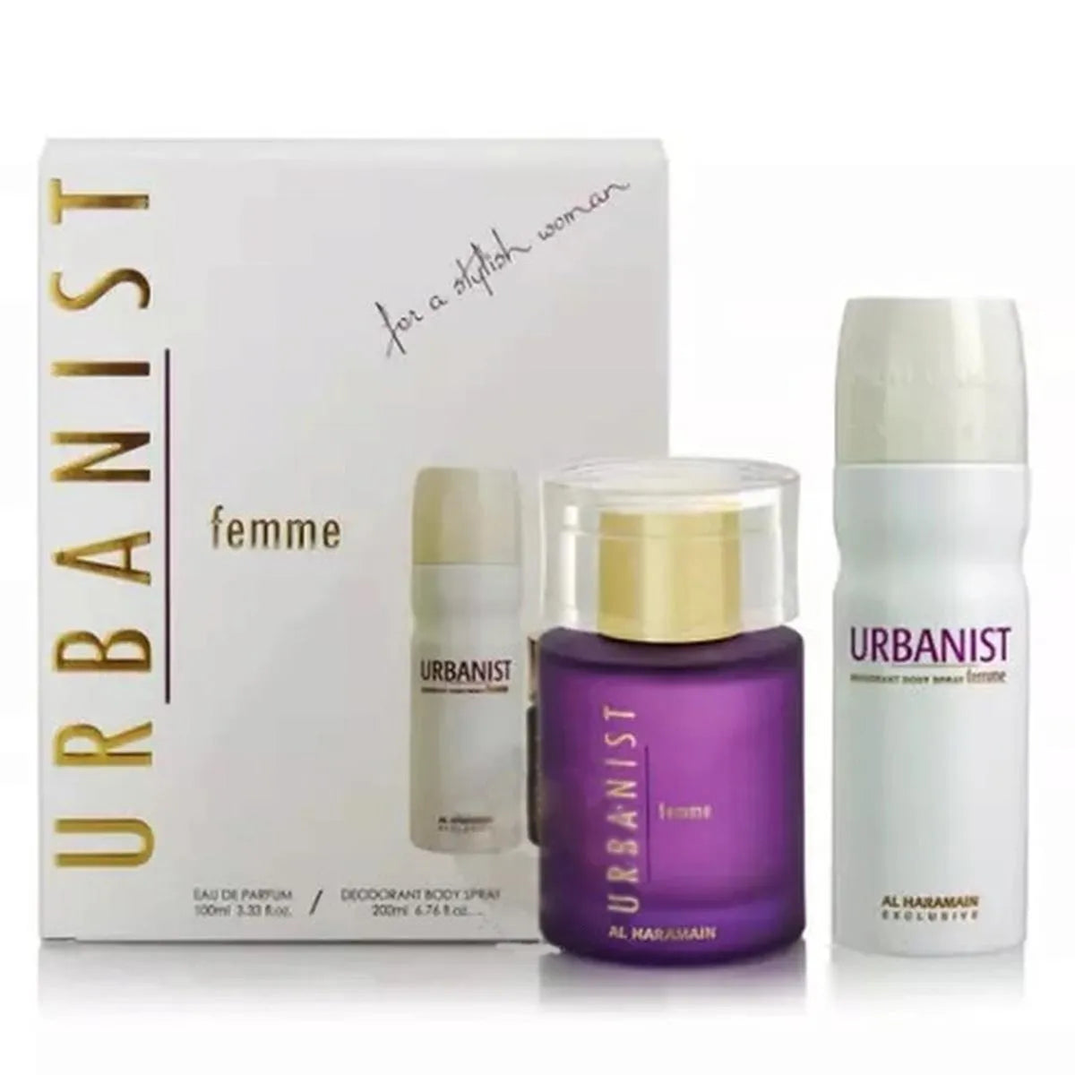 Al Haramain Urbanist Femme Eau De Parfum 100ml Spray Desodorante Corporal 200ml Spray | Orient Perfumes