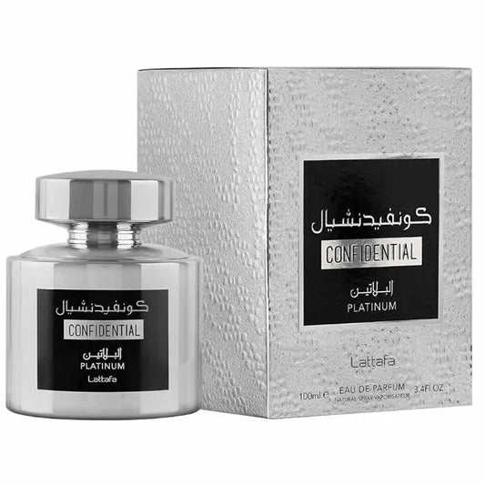 LATTAFA CONFIDENTIAL PLATINUM EDP SPRAY 100 ML - Orient Perfumes Portugal