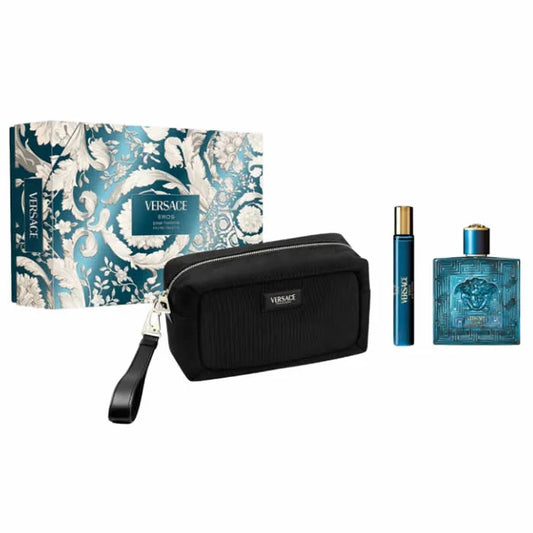 Versace Eros Pour Homme Eau De Toilette Spray 100ml Set 3 Piezas - Orient Perfumes Portugal