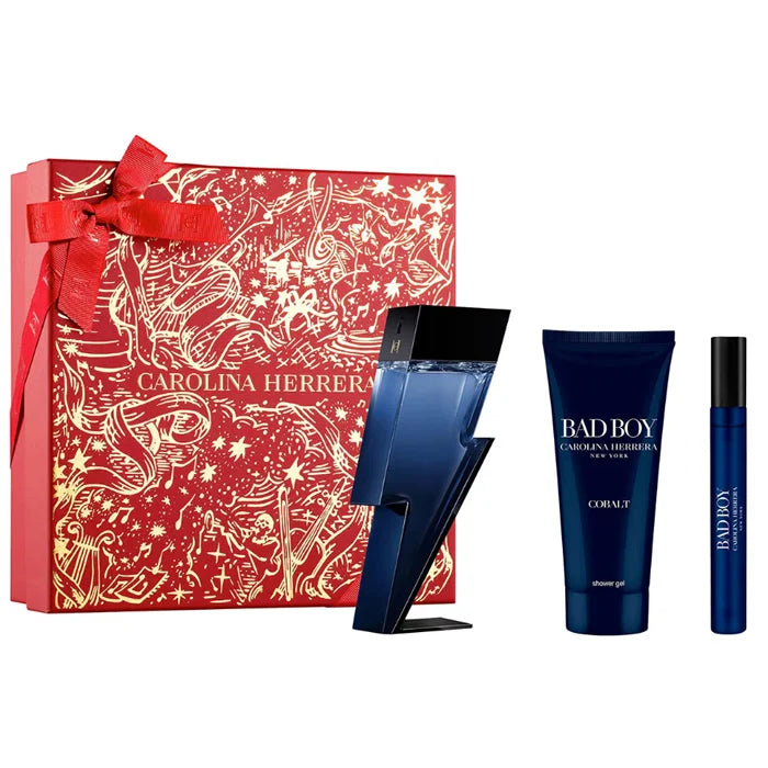 Carolina Herrera Bad Boy Cobalt Eau De Perfume Spray 100ml Set 3 Piezas - Orient Perfumes Portugal