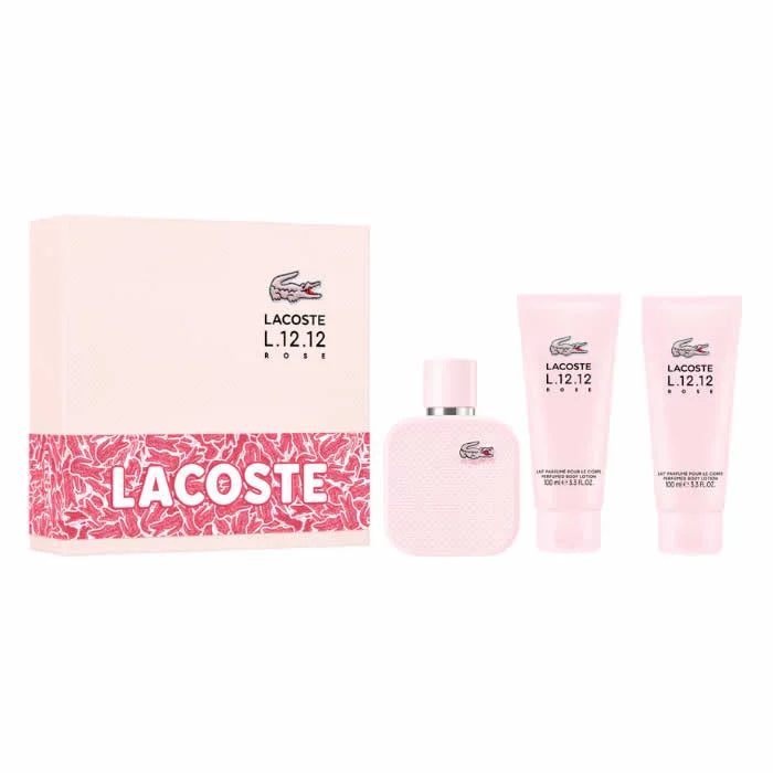 Lacoste L.12.12 Rose Eau De Parfum Spray 100ml Set 3 Piezas - Orient Perfumes Portugal